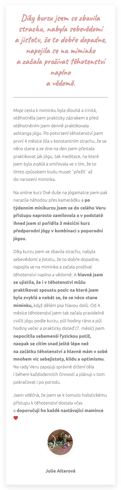 Reference – Julie Alterová