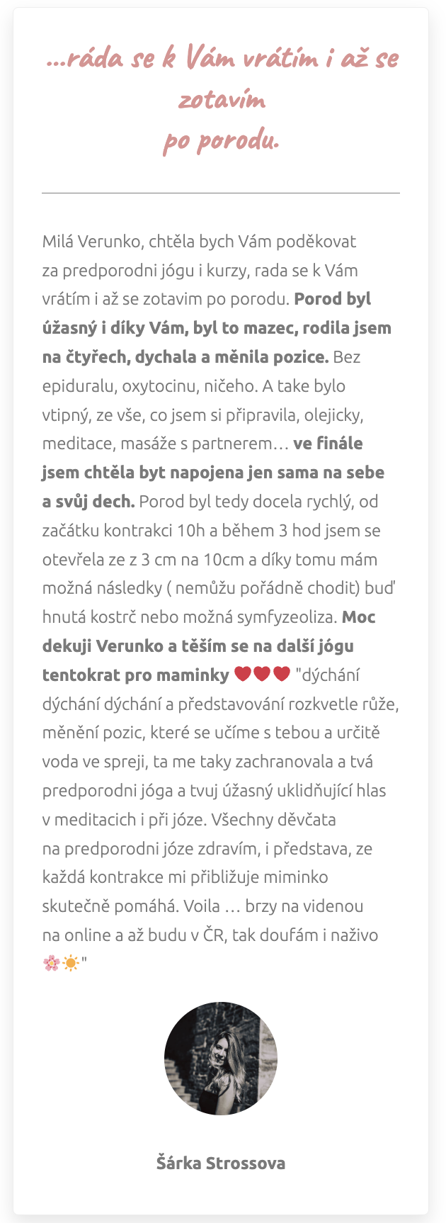 Reference – Šárka Strossova