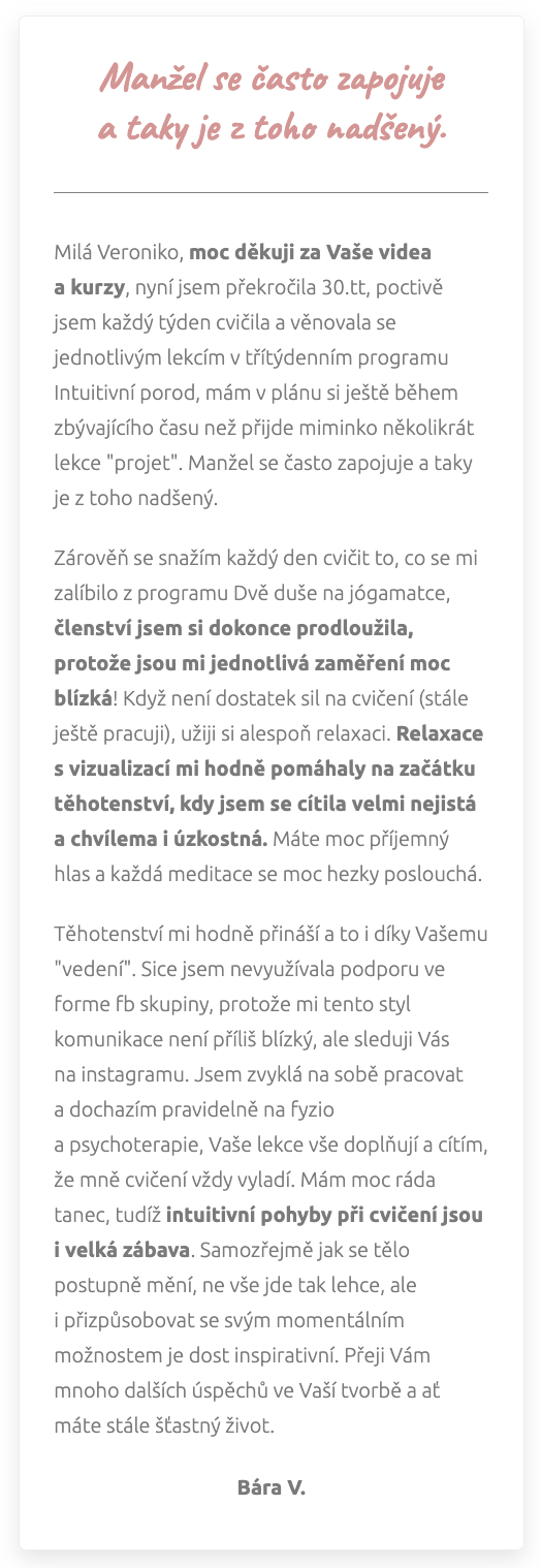 Reference – Bára V.